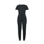 Thexact Women's Casual Short Sleeve Jumpsuit Stretchy Sweat Jumper with Zip Back and Ribbed Cuffs