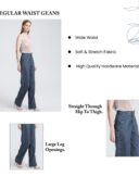 Thexact Womens Twill Wide Leg Joggers High Waist Relaxed Fit Comfy Everyday Pants - Image 2