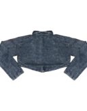 Thexact Women’s Charcoal Twill Cropped Jacket with Front Zipper and Mock Neck – Stylish Fall Outerwear - Image 5