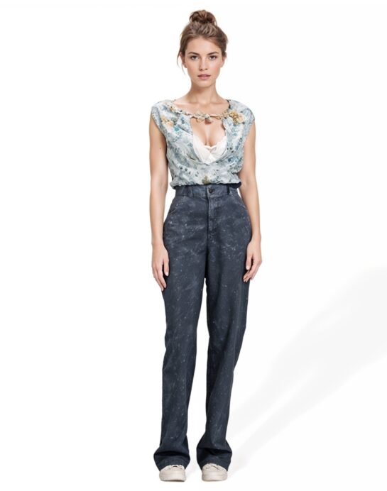 Thexact Womens Twill Wide Leg Joggers High Waist Relaxed Fit Comfy Everyday Pants